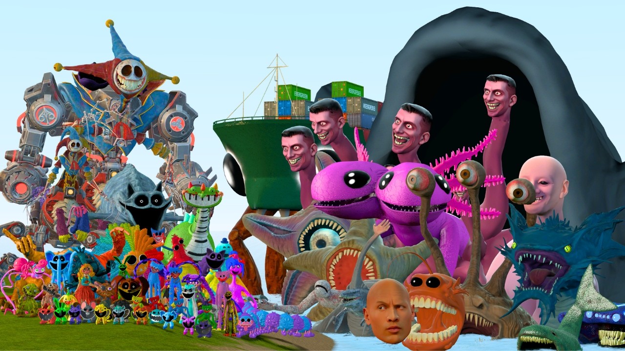 All New Sea Monster Creatures Family Vs All Poppy Playtime Chapter 1 To 5 Monsters In Garry's Mod