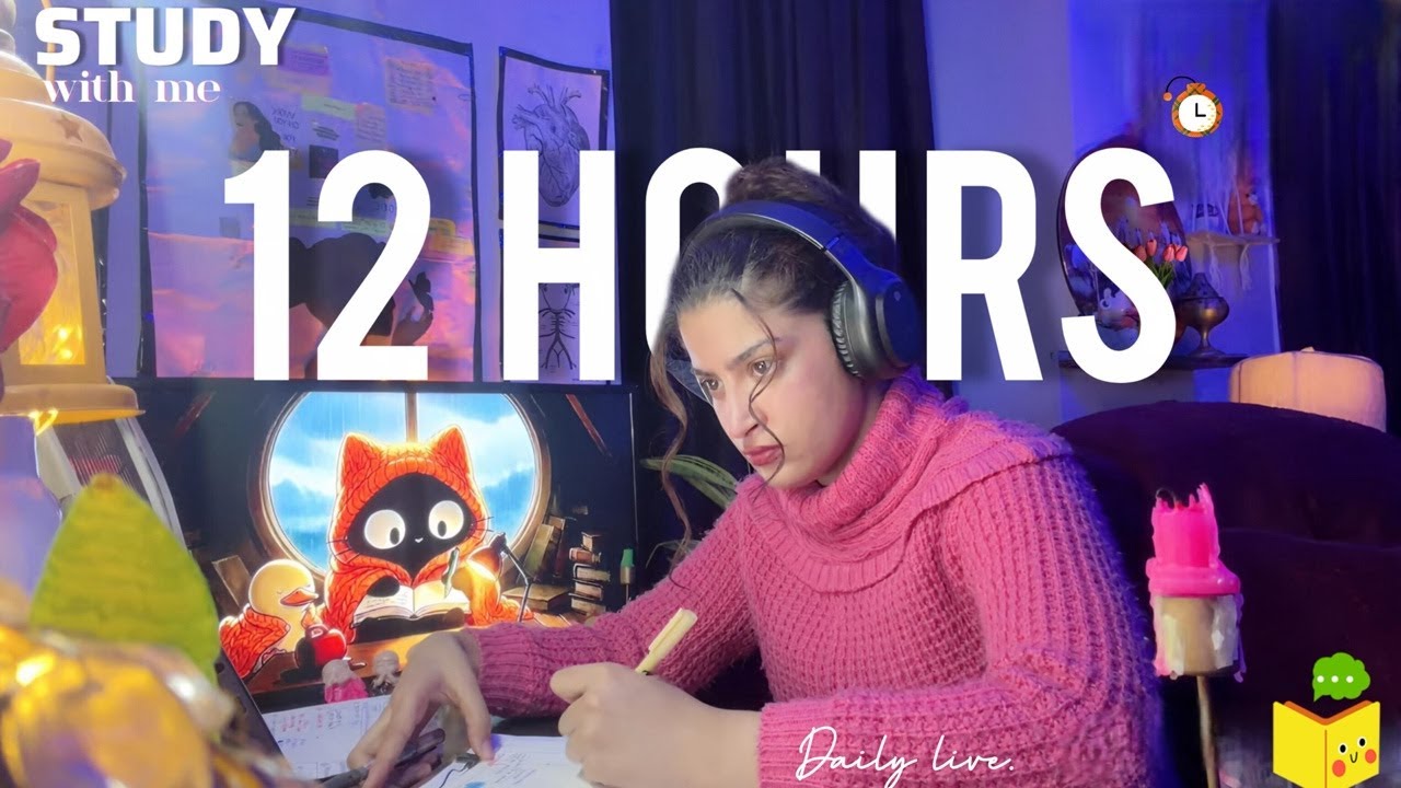 ⭕LIVE|12HOURS⏰🎯|STUDY WITH ME 📚Deep Focus session📈☃️🥶cozy🪵🔥 Fireplace|🟤🧸brown noise Ambience |NEETPG