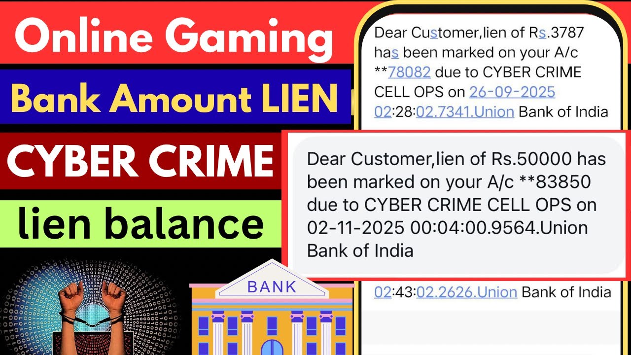 Online gaming BANK ACCOUNT LIEN ! lien amount cyber crime ! lien balance 