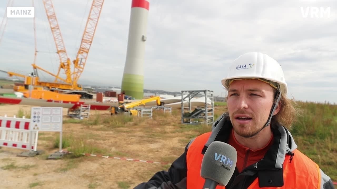 Neue Windkraftanlage in Mainz Hechtsheim