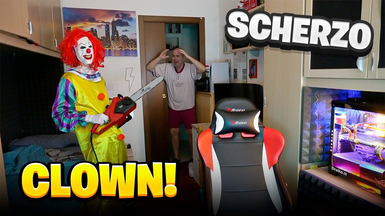 SCHERZO CLOWN con MOTOSEGA di NOTTE in CASA a MIO PAP&Agrave;! *LEGGENDARIO*