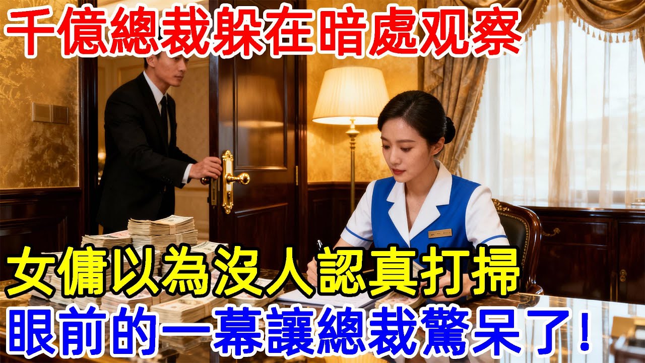 千億總裁躲在暗處观察，女傭以為沒人認真打掃，眼前的一幕讓總裁直接驚呆了！#故事頻道 #故事分享 #情感#臺灣#情感故事#幸福人生