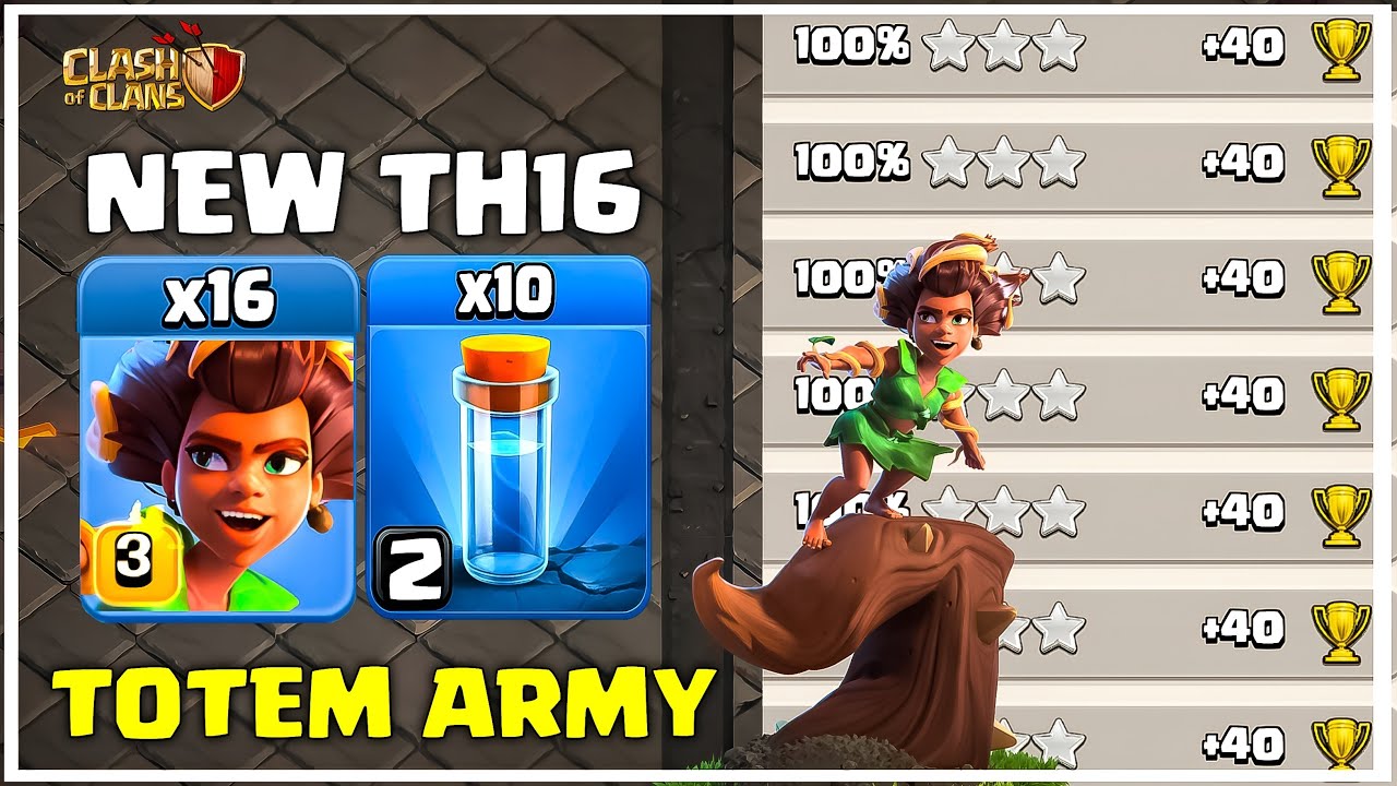 TRY IT THIS NEW TH16 ARMY Root Rider Totem Spell Attack Strategy | Clash of Clans