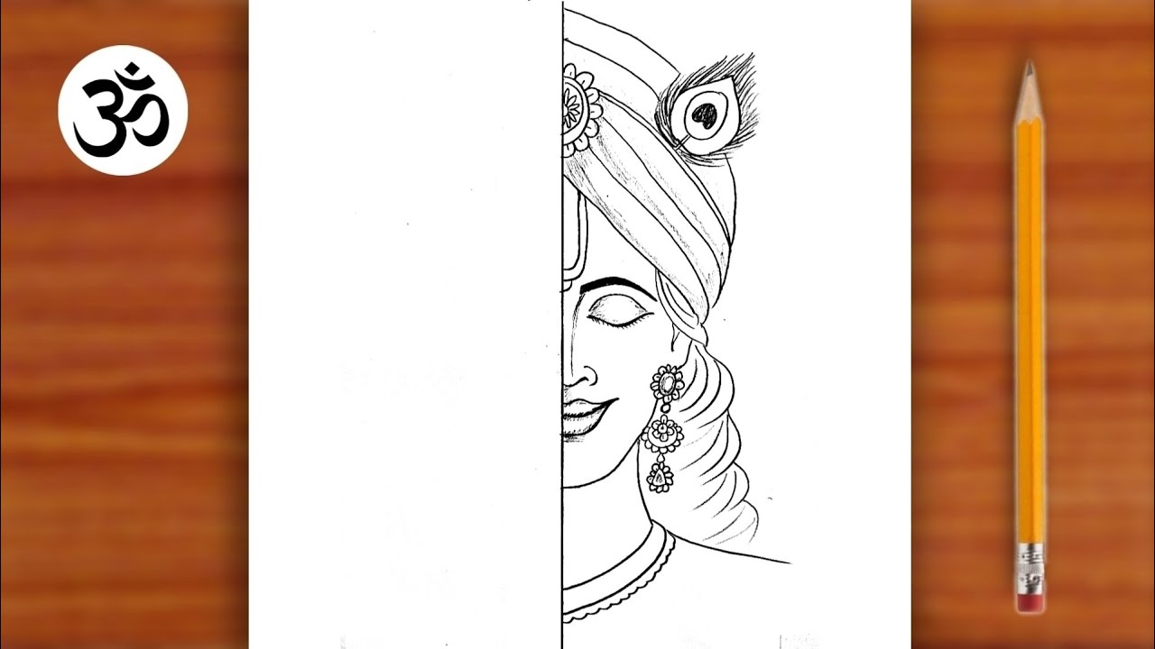 Krishna half face drawing || Drawing tutorial || Easy To Draw || Chitra