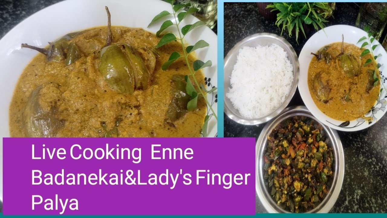 Live Cooking  Enne Badanekai And  Lady's finger Palya  Cooking With Sushee.... 