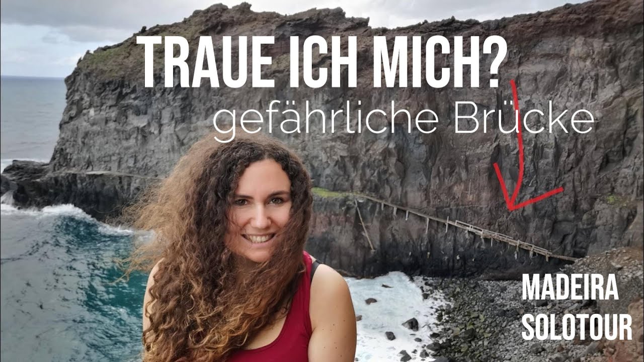 Traue ich mich? Gefährliche Holzbrücke an Steilküste Sao Jorge - 12 Tage Madeira Solo Wandertour