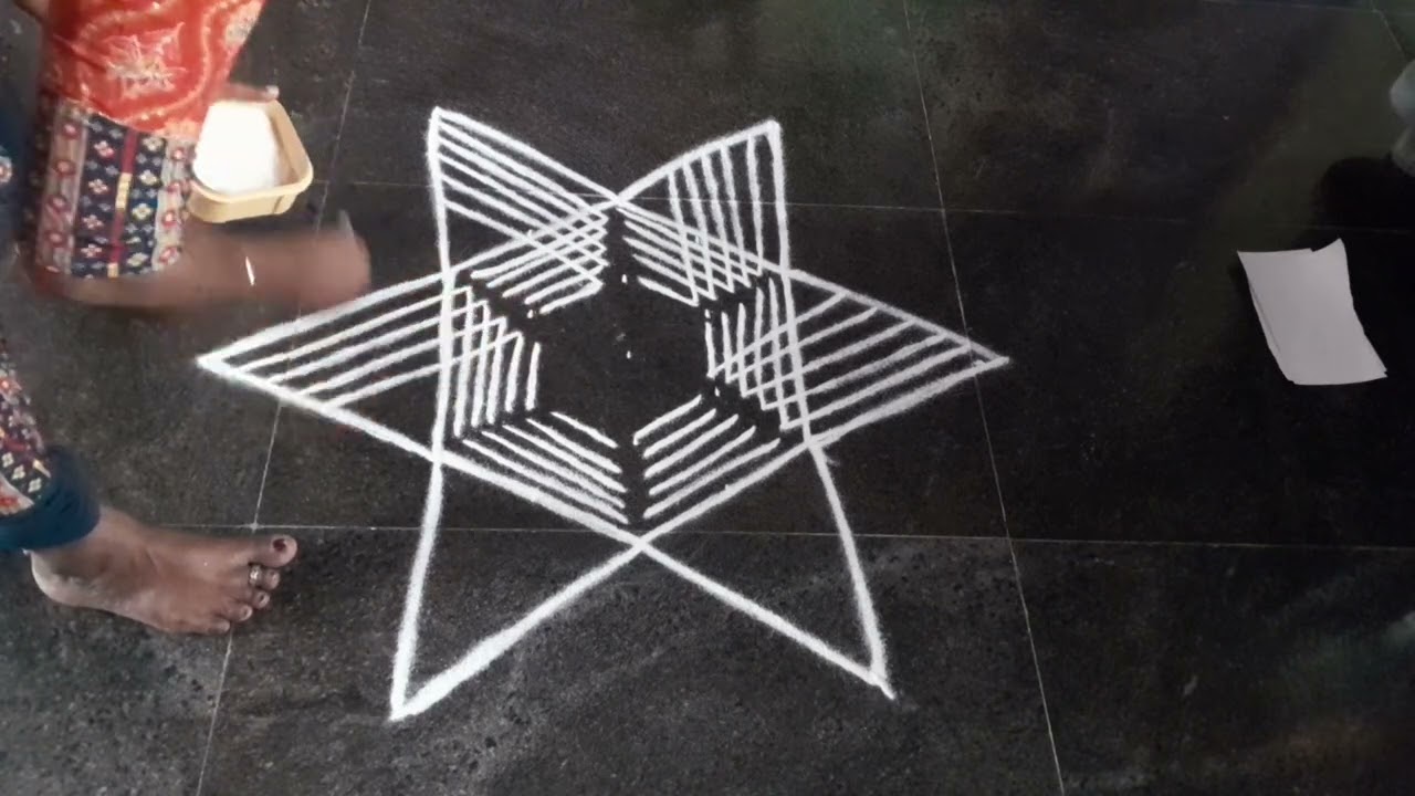 Simple kolam 5dots padikolam
