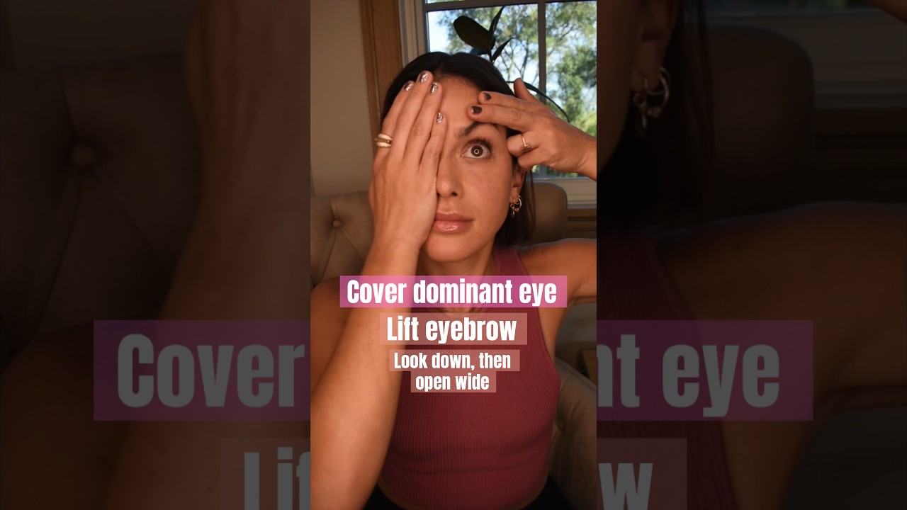 Make both eyes the same size! 3 exercises for non-dominate (smaller) eye #shorts #faceyoga
