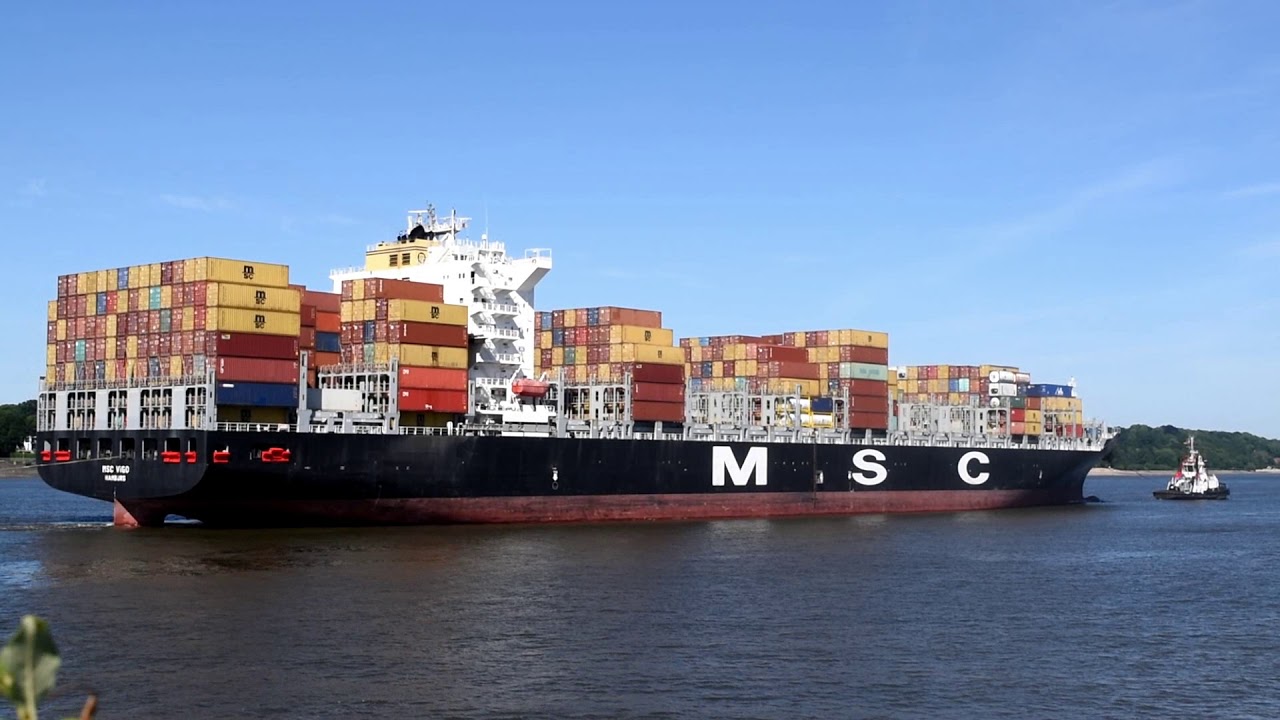 Home Port! Container Ship MSC VIGO on Elbe River - Port of Hamburg, Germany