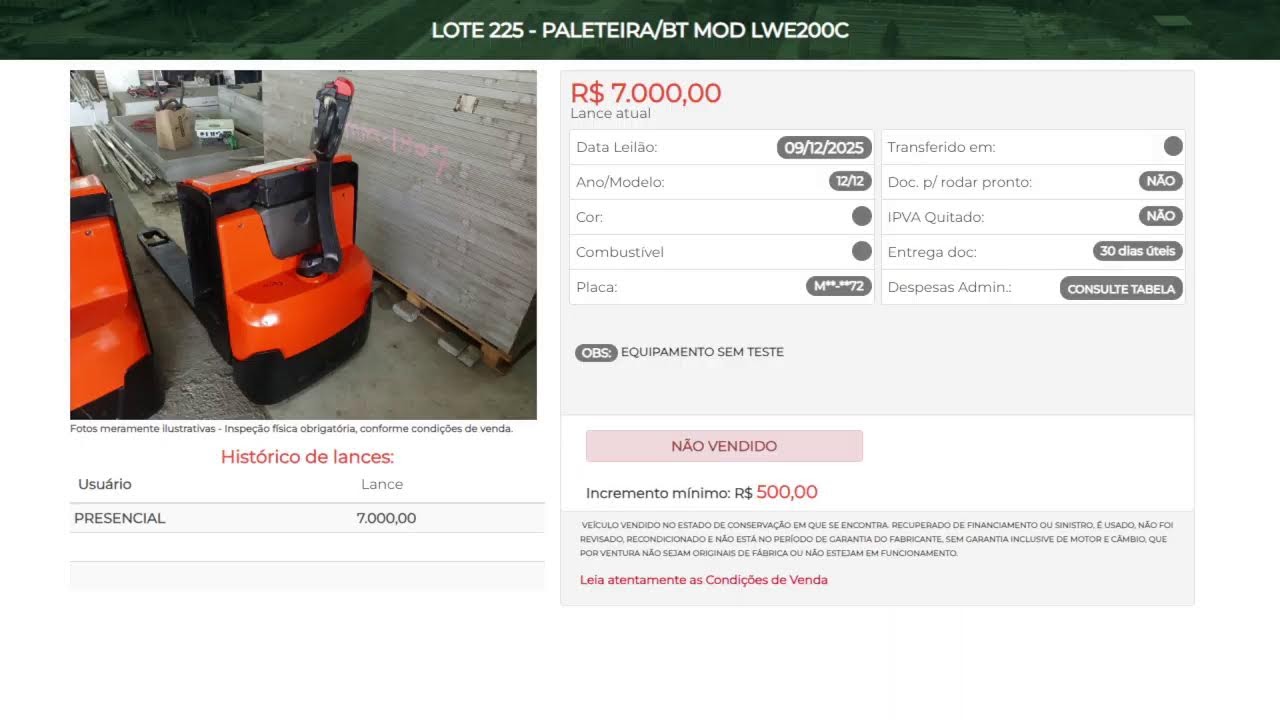 Leilão 09/12/25 - 10h - Bancos e Financeiras