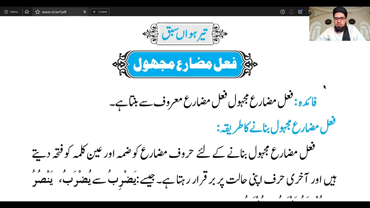 Asas us Sarf 19: Fel e Muzare Majhool | Arabic Grammar Basics