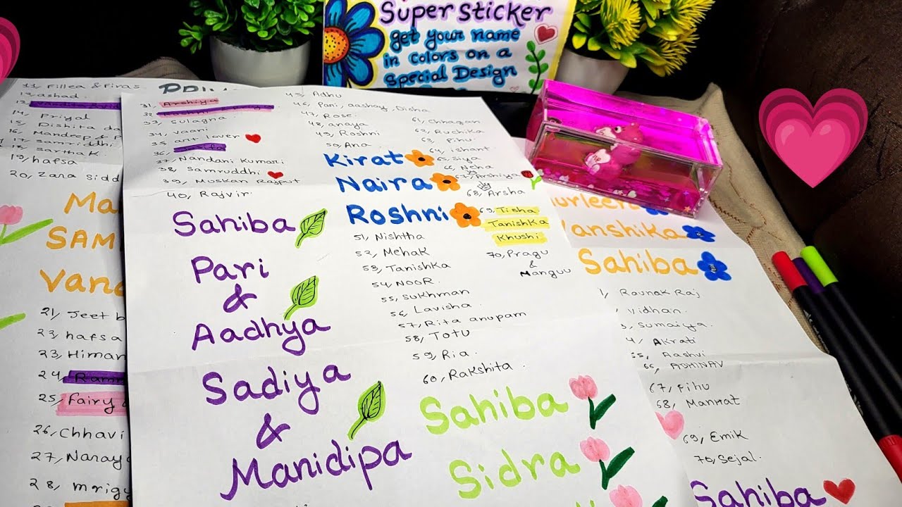 “Comment your name, I will write it live.”💗🎀✨️