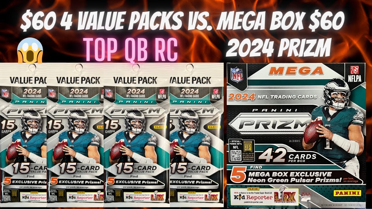 Value Packs vs. Mega Box 2024 Panini Prizm Football ** WOW Big Pulls! 4 Value Packs vs 1 Mega Box **