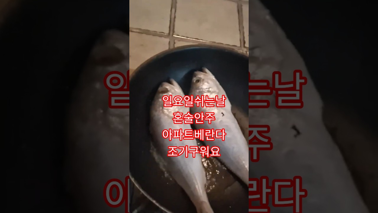 혼술 일마친 새벽 아침 일요일쉬는날 맛있는 생선구이 조기구이 까놀라유기름식용유 후라이팬에 구워요