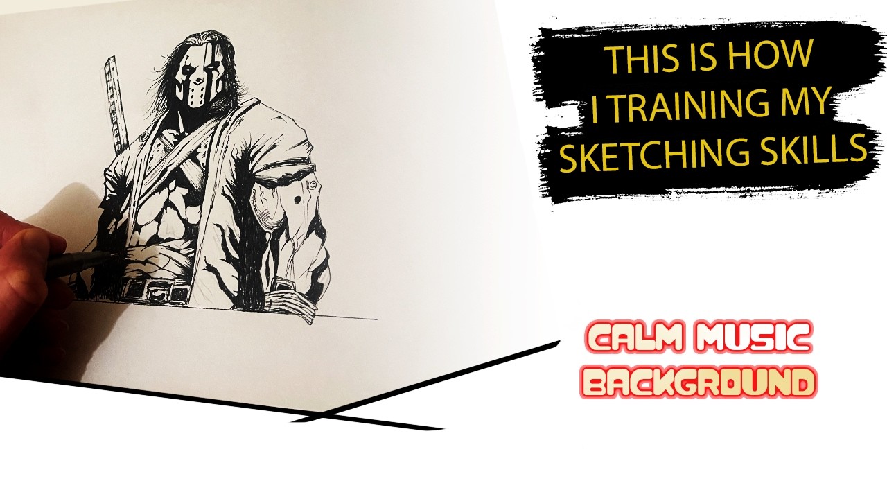 Learning to draw sketches | MAN IN MASK | calm, relaxing music