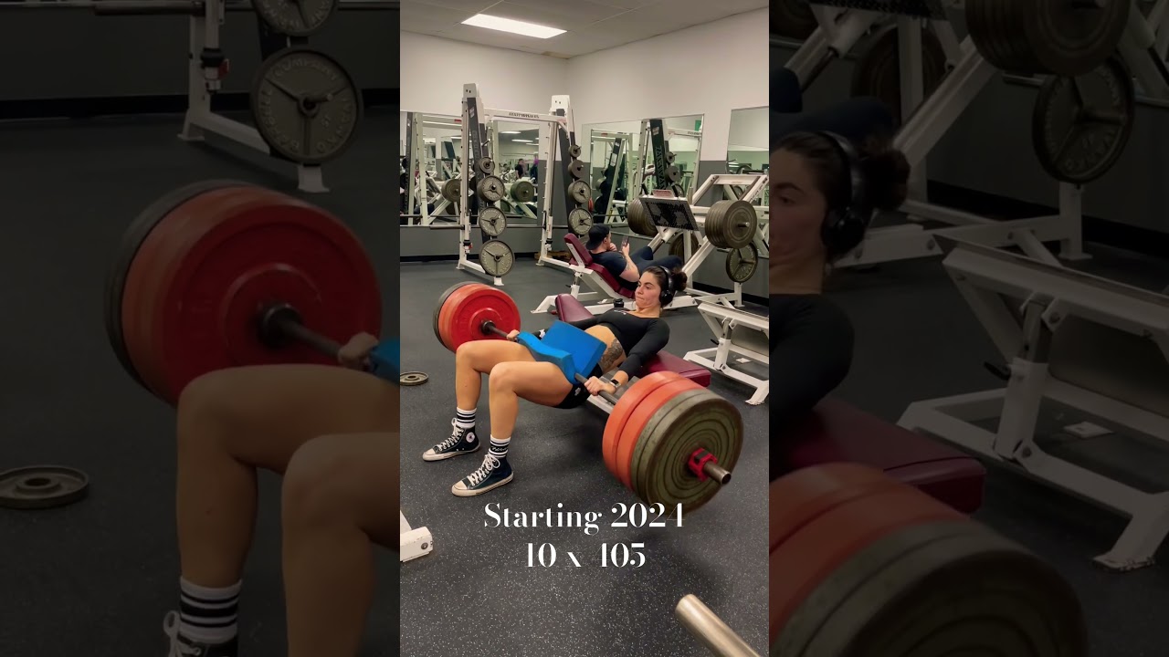 Hip thrust progression, chasing 495 #npcbikini #bodybuilding #motivation #bikiniprep #fitness #gym