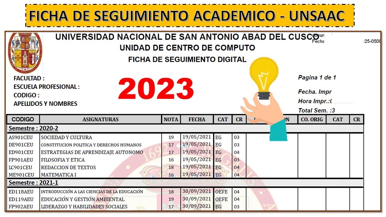 Cómo obtener la FICHA DE SEGUIMIENTO UNSAAC 2023
