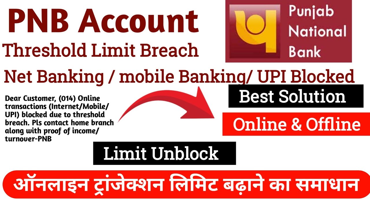 PNB Transaction Blocked Due to Threshold Limit | PNB Threshold Limit Problem Solution #threshold 