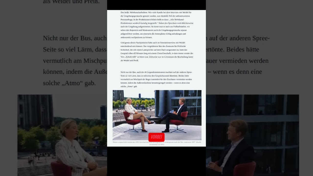 ARD-BLAMAGE IM SOMMERINTERVIEW: WEIDELS TONPROBLEME WERFEN FRAGEN AUF