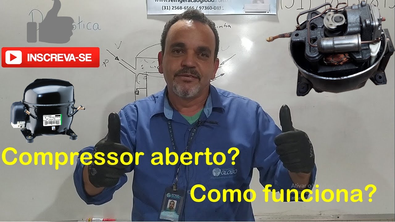 Como funciona o compressor aberto - Aula 14 Refrigeração Doméstica