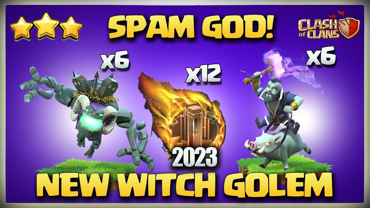 Th14 Witch Golem Attack | New Th14 Attacks | New Clash O Ween Troops | Th14 Witch Golem coc