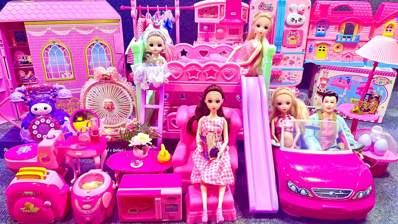 16 Minutes Satisfying with Unboxing Barbie Princess Bedroom Dress Up Playset ASMR | Review Toys