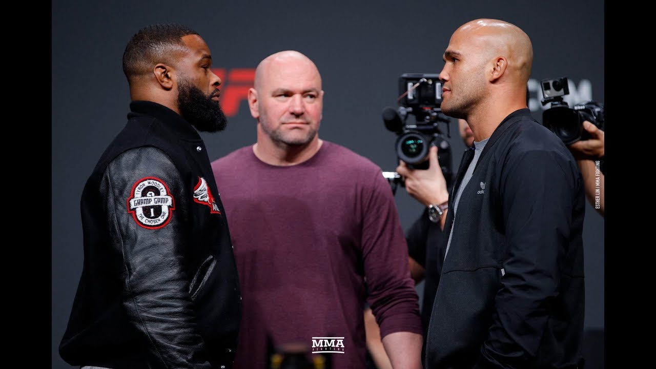 Tyron Woodley vs. Robbie Lawler UFC Press Conference Staredown - MMA Fighting