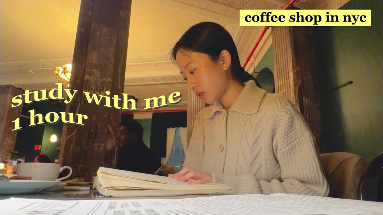 1-HOUR STUDY WITH ME ☕️ at a Coffee Shop in NYC | the yumee