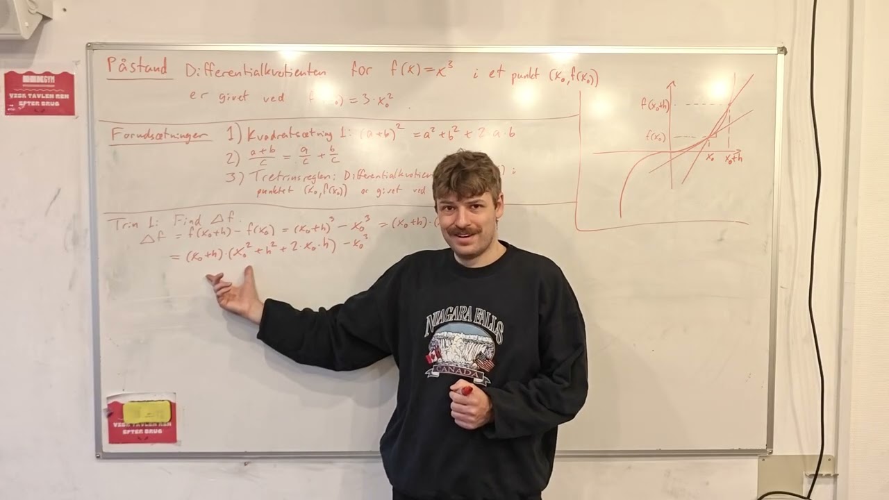 Bevis for differentialkvotienten af x i tredje