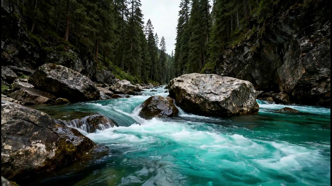 LIVE: Untamed River & Evergreen Forest | Deep Relaxation & Sleep | White Noise Room 4K