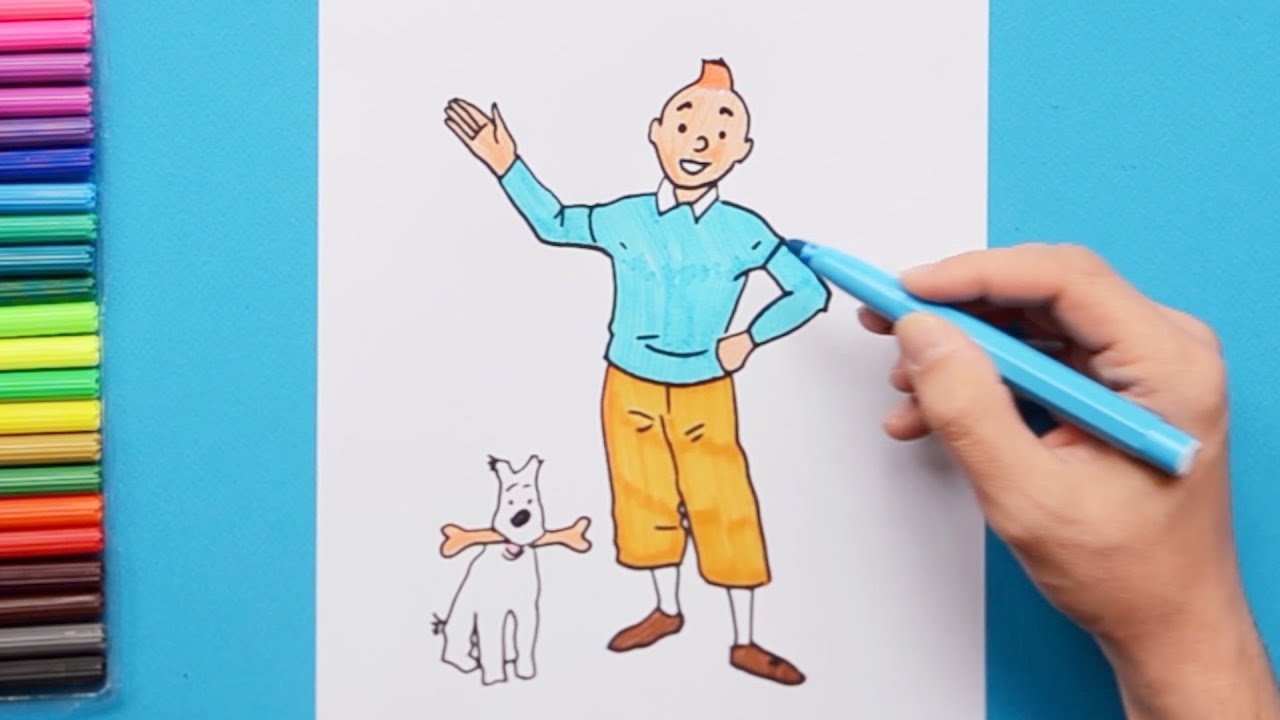 How to draw Tintin and Snowy