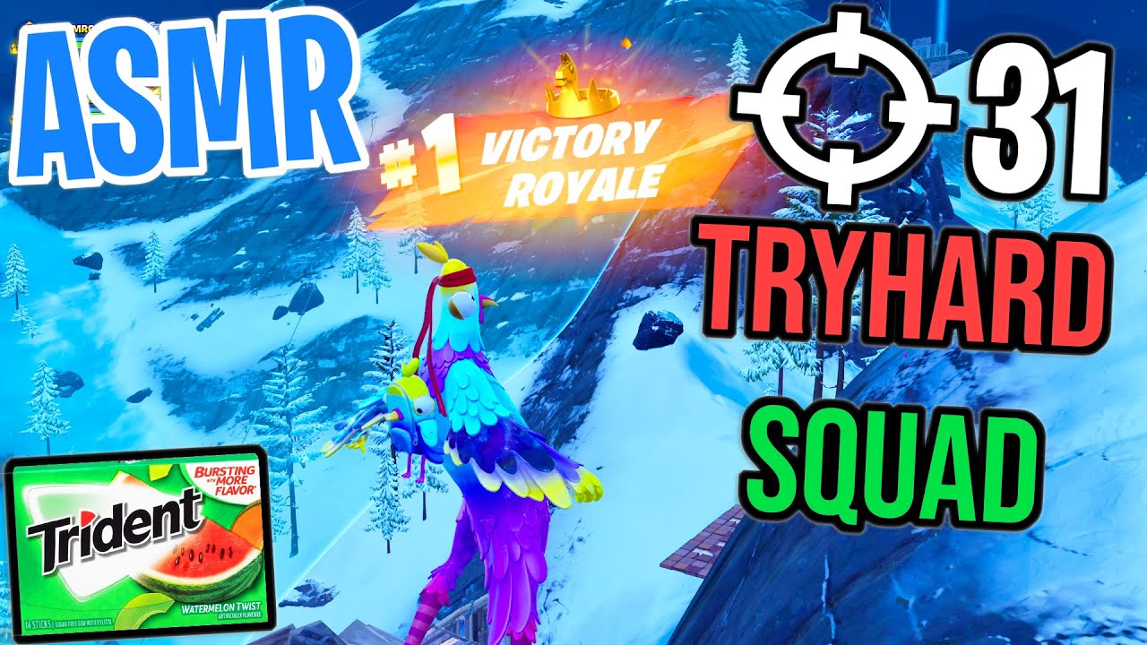 ASMR Gaming 😴 Fortnite Subscriber Squad! Relaxing Gum Chewing 🎮🎧 Controller Sounds + Whispering💤