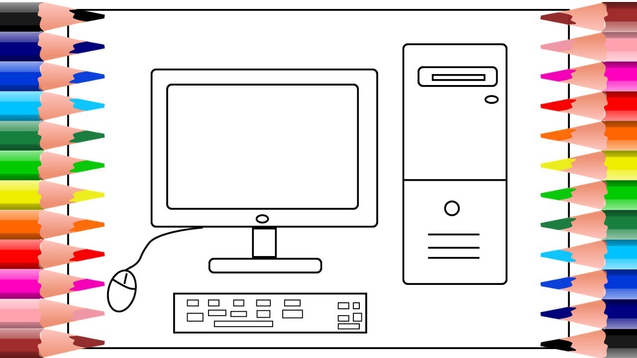 Como dibujar una computadora facil | dibujos para colorear