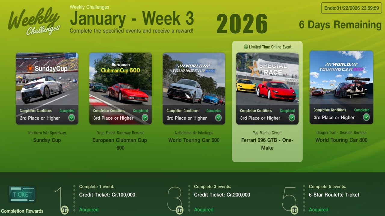GT7|Weekly Challenges|January - Week 3|Cars & Setups(1.66)