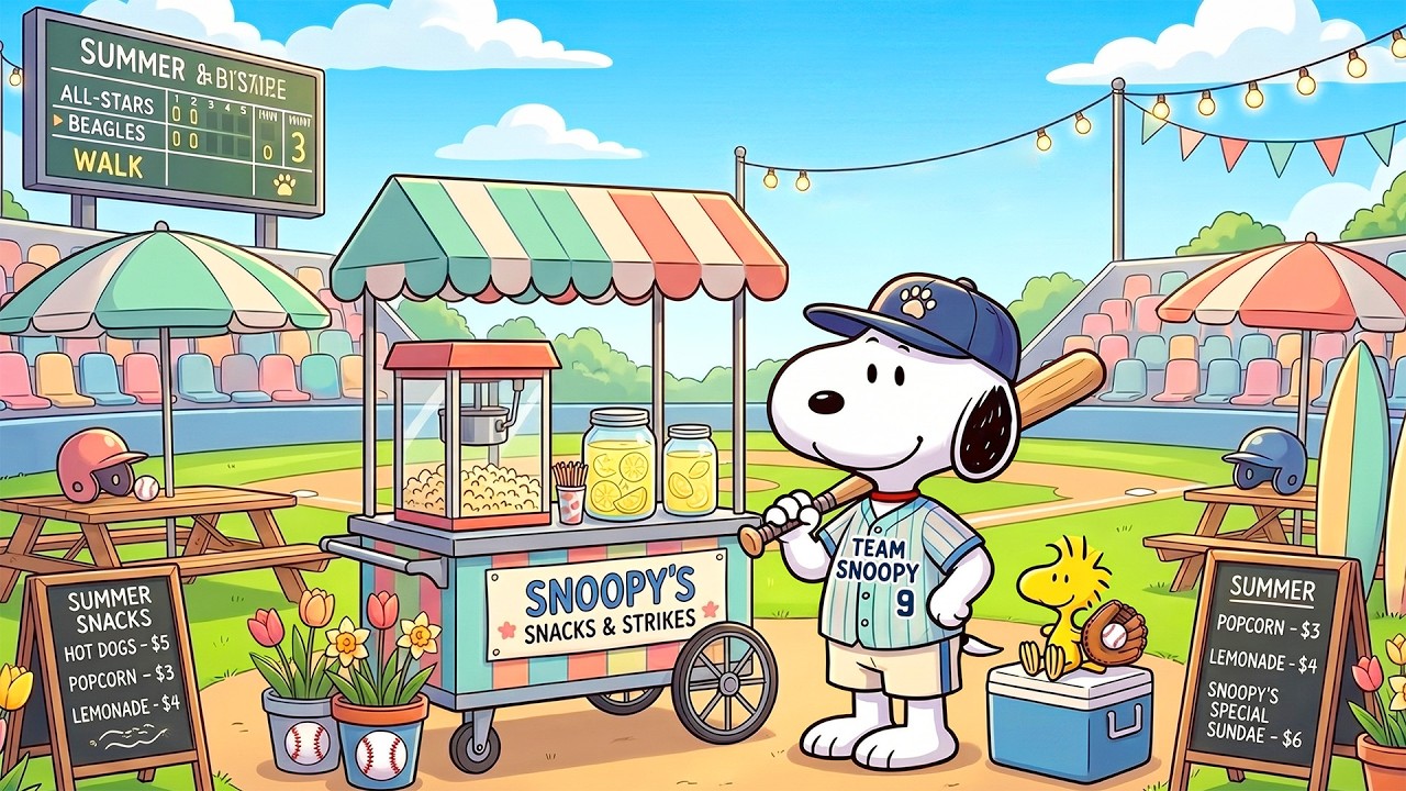 Snoopy&rsquo;s Dreamy Summer Baseball Match 🧢⚾ Warm Summer Lofi & Sunny Vibes for Deep Relaxation 🎶