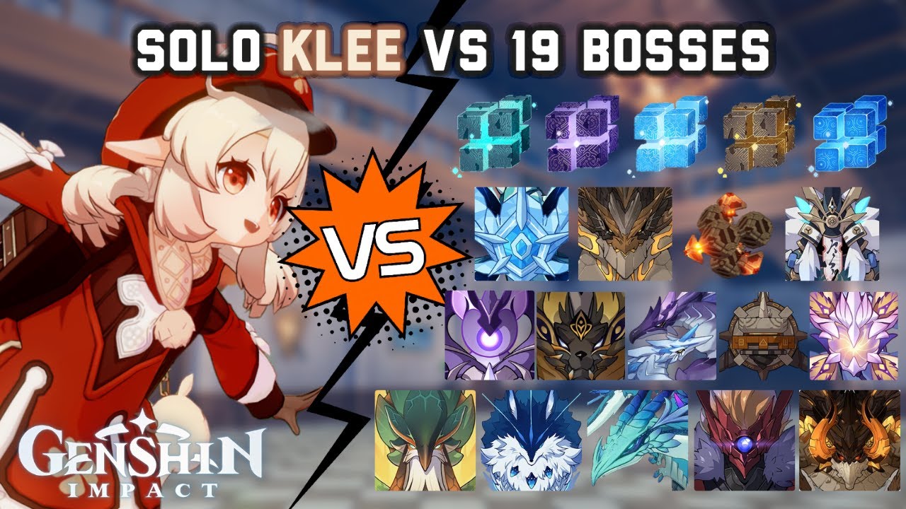Solo C0 Klee vs 19 Bosses Without Food Buff | Genshin Impact