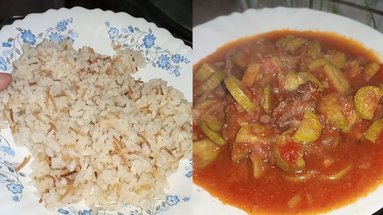 طبخ الكوسة ببساطة للمبتدئات وكمان طريق طبخ الارز بالشعرية بسهولة (كوسة باللحمة مع ارز)