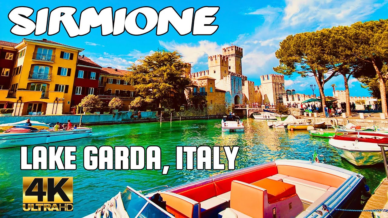 SIRMIONE, LAKE GARDA ITALY WALKING TOUR - CITY CENTER TO JAMAICA BEACH WITH CAPTION| 4K UHD