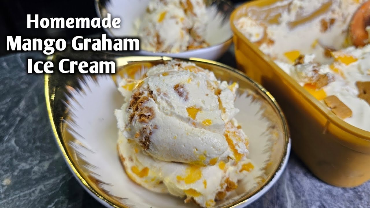 Homemade Mango Graham Ice Cream 
