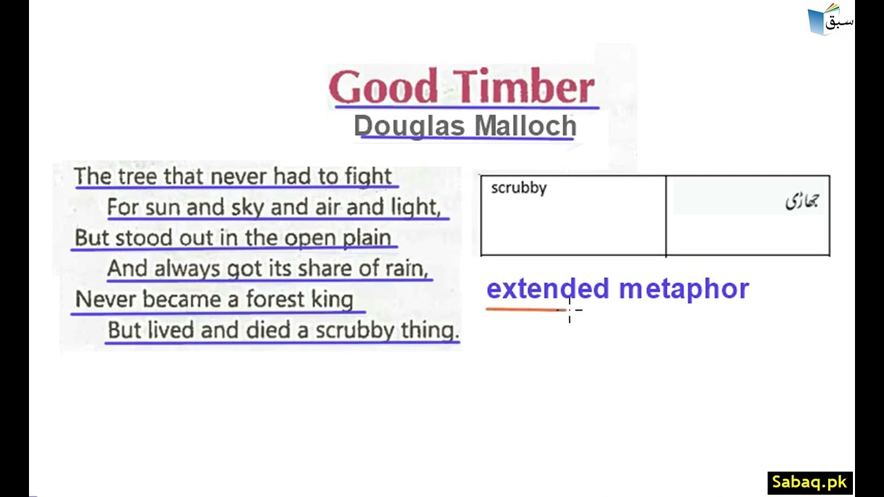 Good Timber (Poem) Part 1, English Lecture | Sabaq.pk |