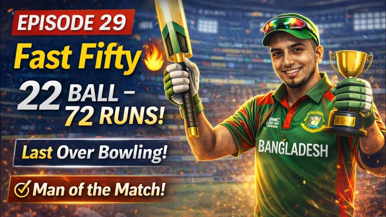 ODI Fastest 50🔥 | 22 Balls 72 Runs + Match Winner! | Episode 29 | WCC3 Career Mode #cricket #sports