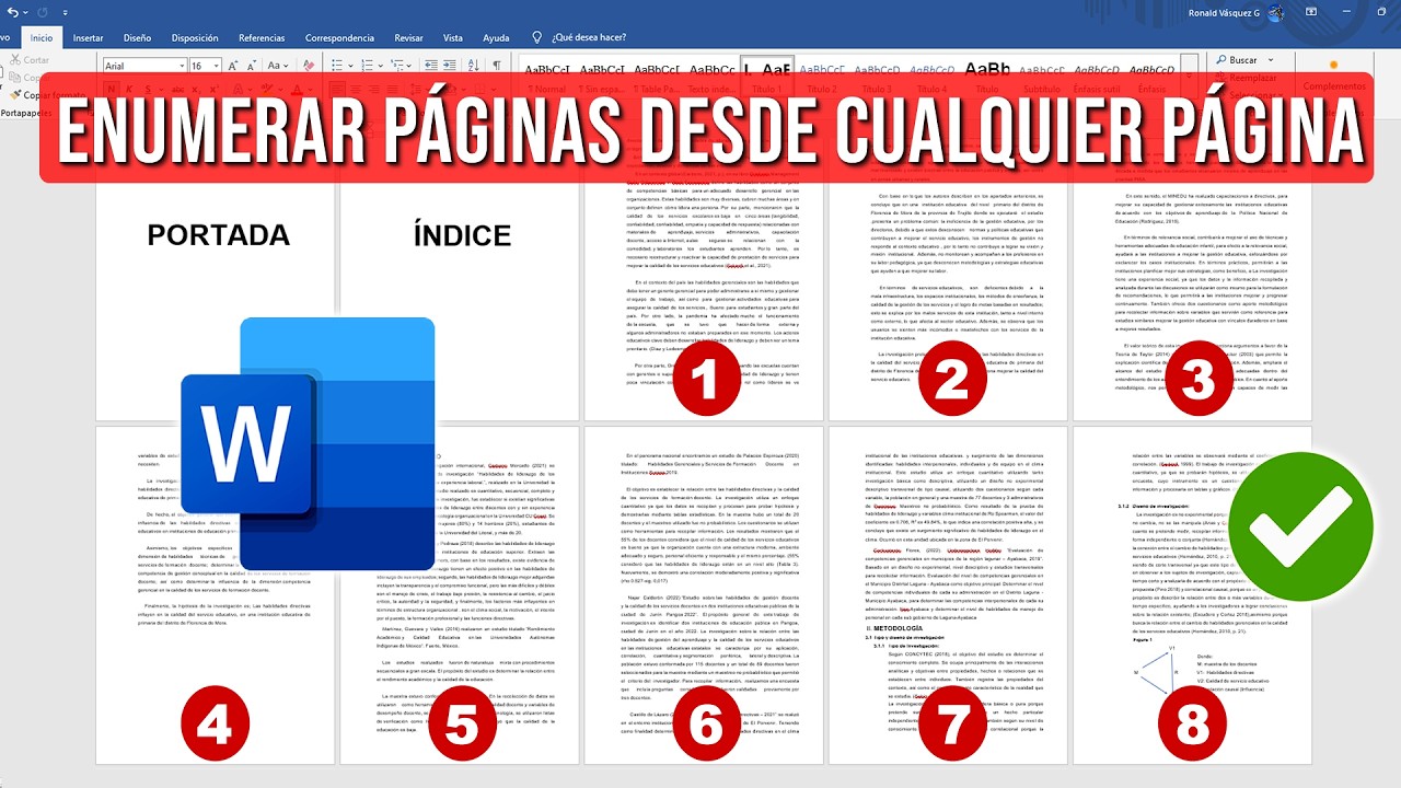 Como Enumerar Paginas en Word desde Cualquier Pagina