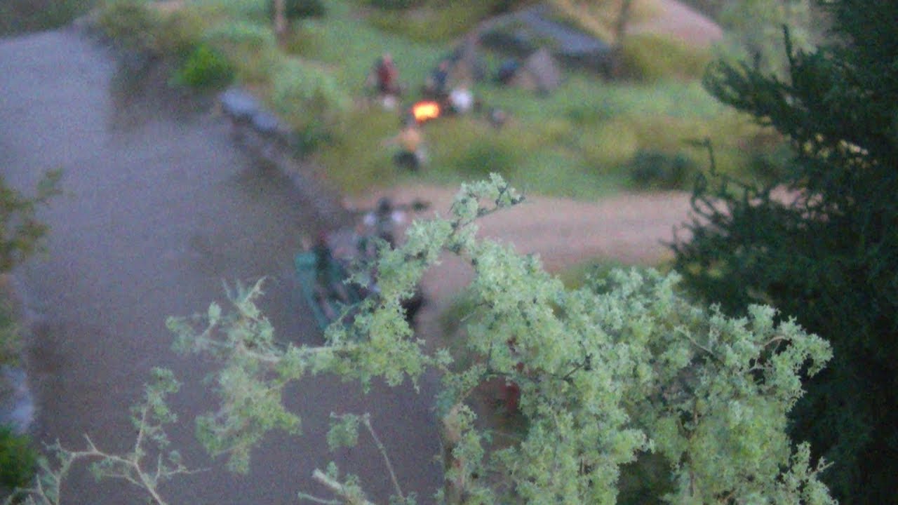 diorama,camping et pêche au bord de l'eau