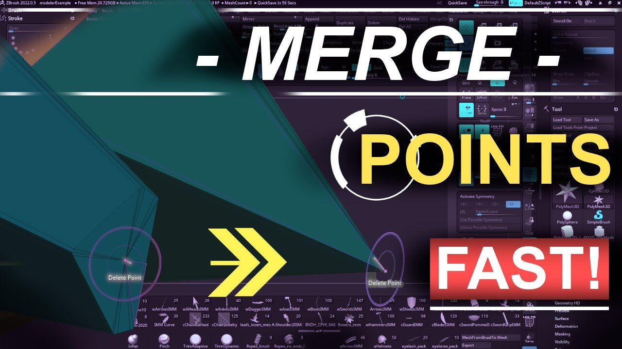ZBrush - Merge Points (In 30 SECONDS!!)