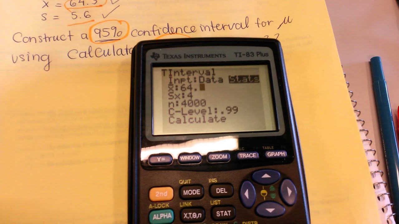 Finding T-Interval using TI-83 Plus