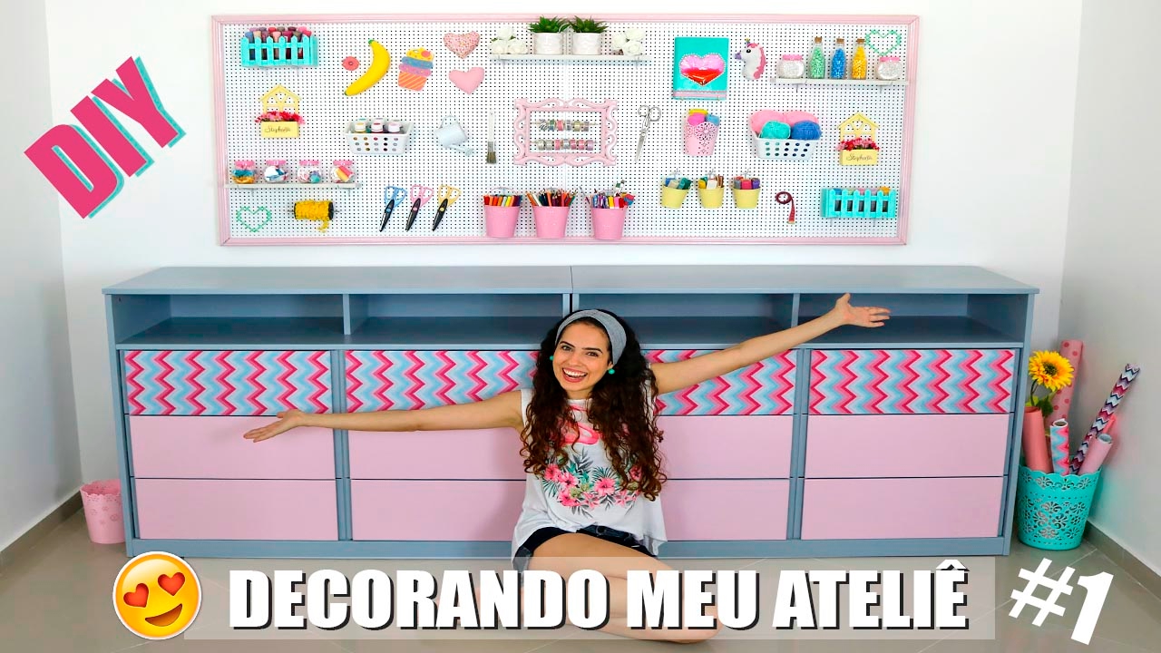 DECORANDO MEU ATELIÊ #1 - DIYs PEGBOARD e GAVETEIRO | Paula Stephânia