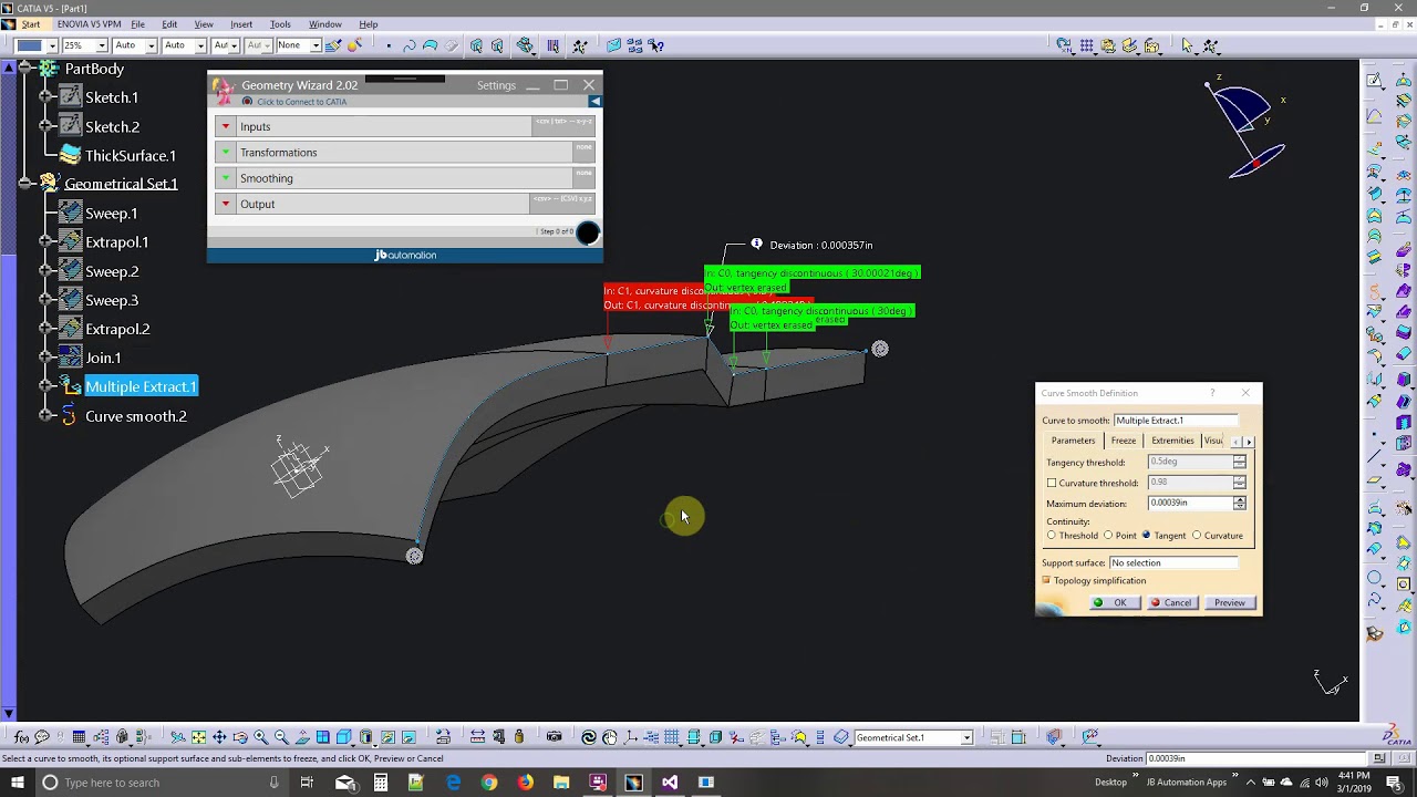 CATIA - Geometry Wizard Smooth Curve
