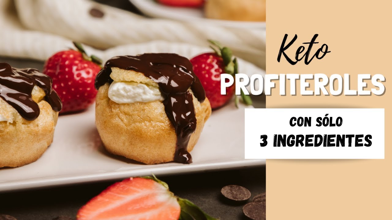 Keto Profiteroles CON SÓLO 3 INGREDIENTES,  sin gluten y sin azúcar - postre lowcarb