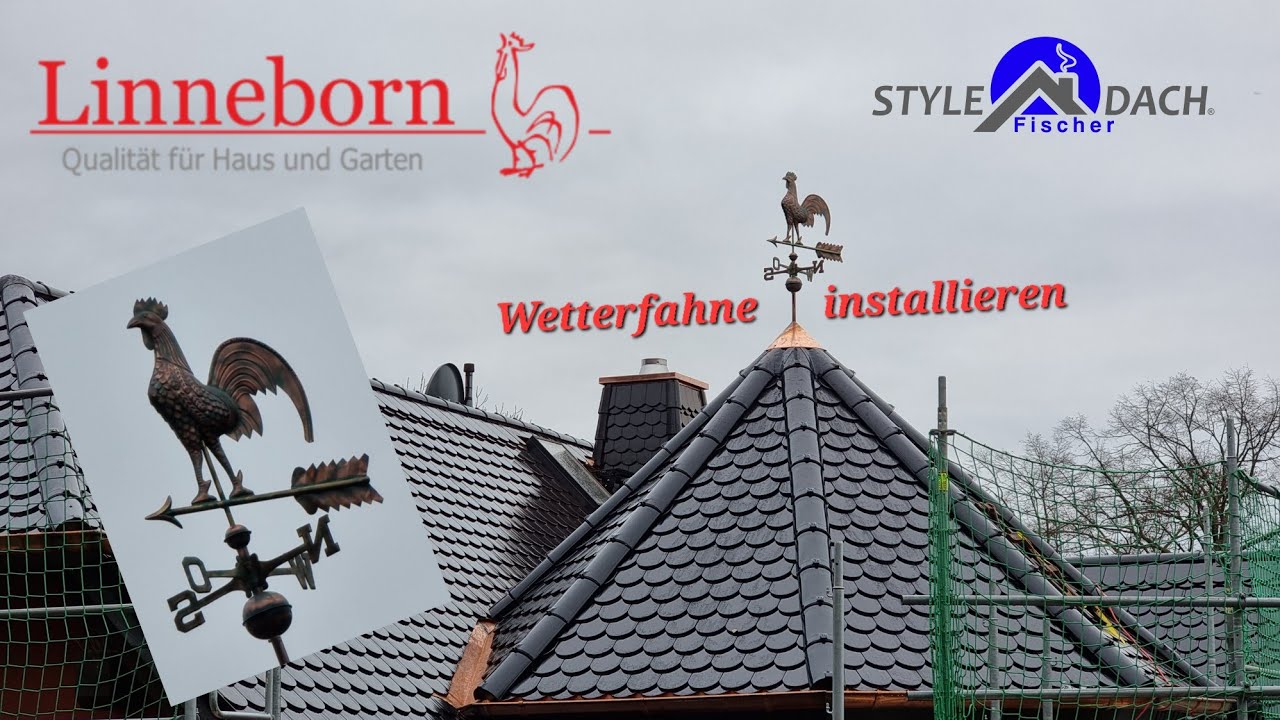 Linneborn Wetterhahn installieren - Biberschwanzdach in Leisnig