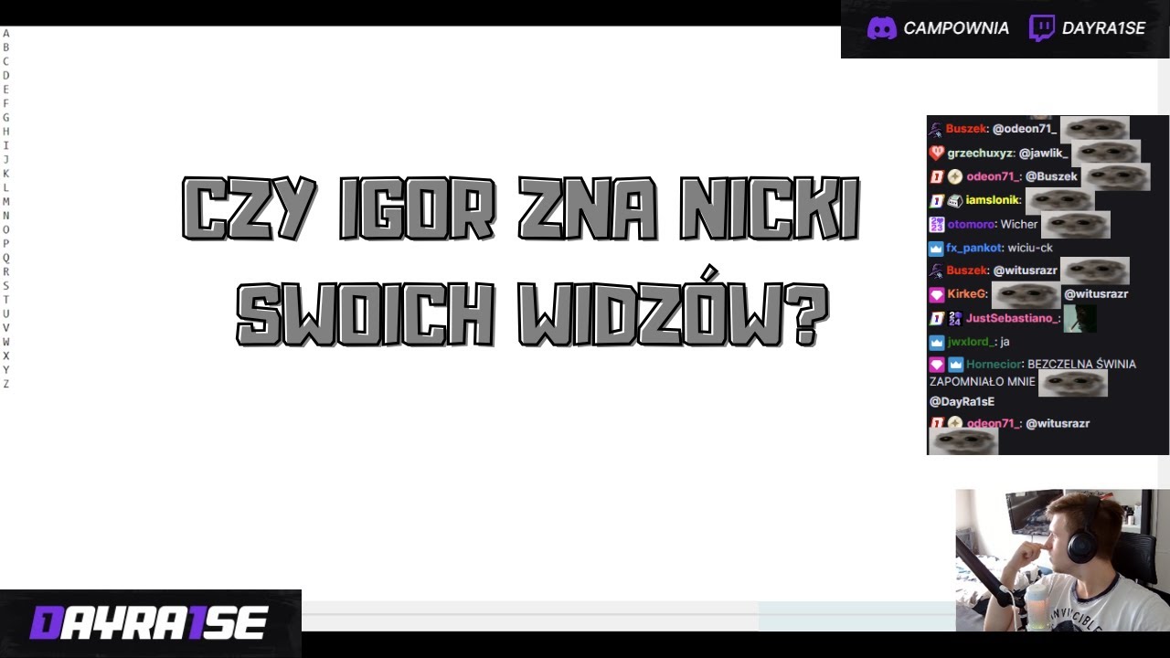DAYRA1SE WYMIENIA NAZWY WIDZÓW OD A DO Z